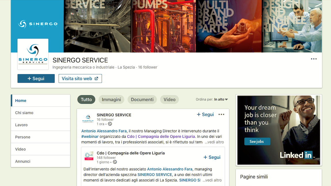 Segui la nuova pagina Linkedin